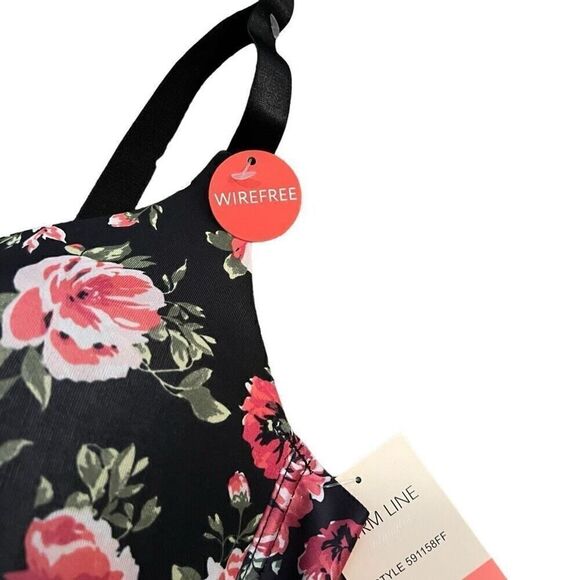 NWT STRM LINE Black Floral Wirefree Bra Size 42C - Picture 4 of 6